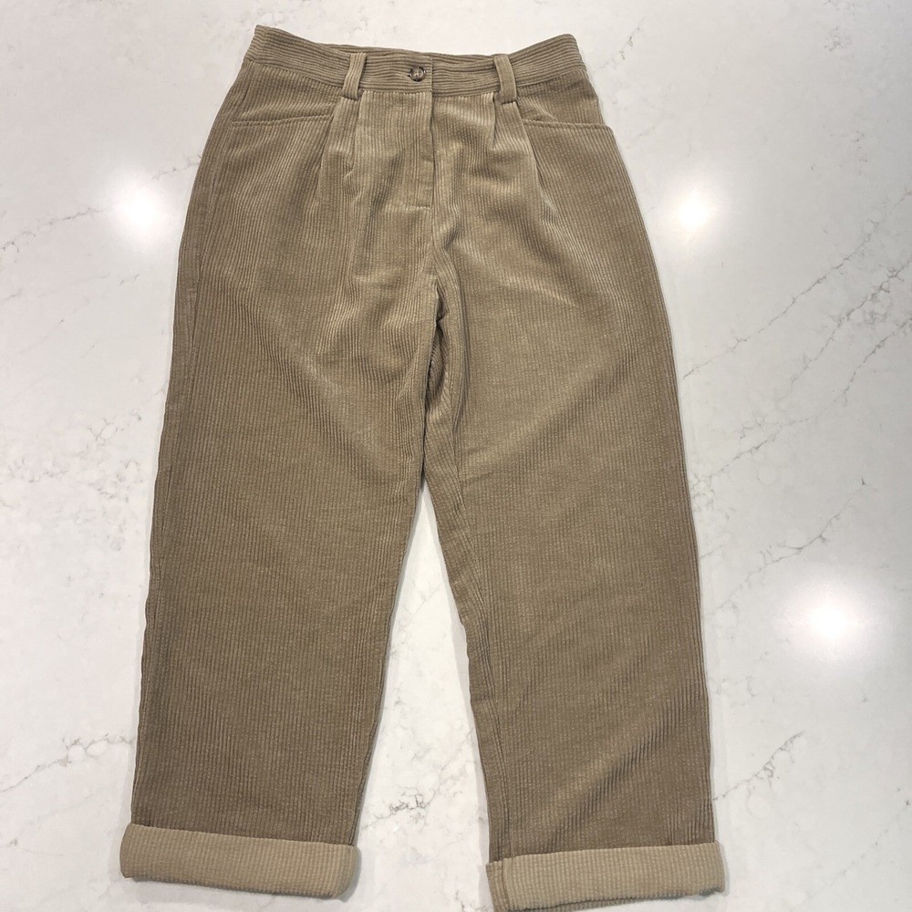 Petal Pup Sz 10 High Rise Wide‎ Leg Ankle Corduroy Pants Tan Coastal Cottagecore